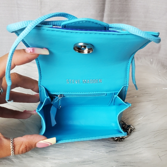 STEVE MADDEN mini turquoise bdoraa flap top handle crossbosy bag - Picture 4 of 8